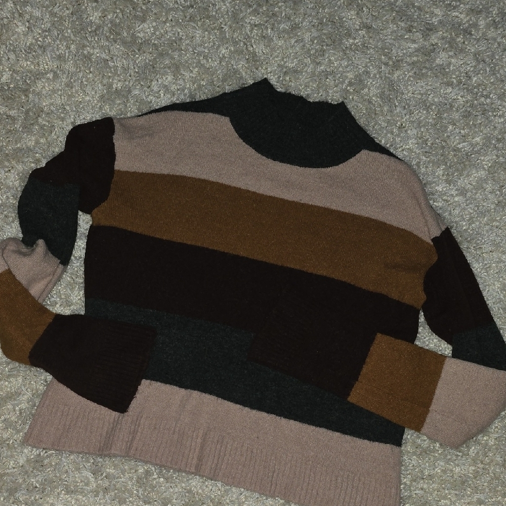 Striped Sweater in Black, Brown, and Pink